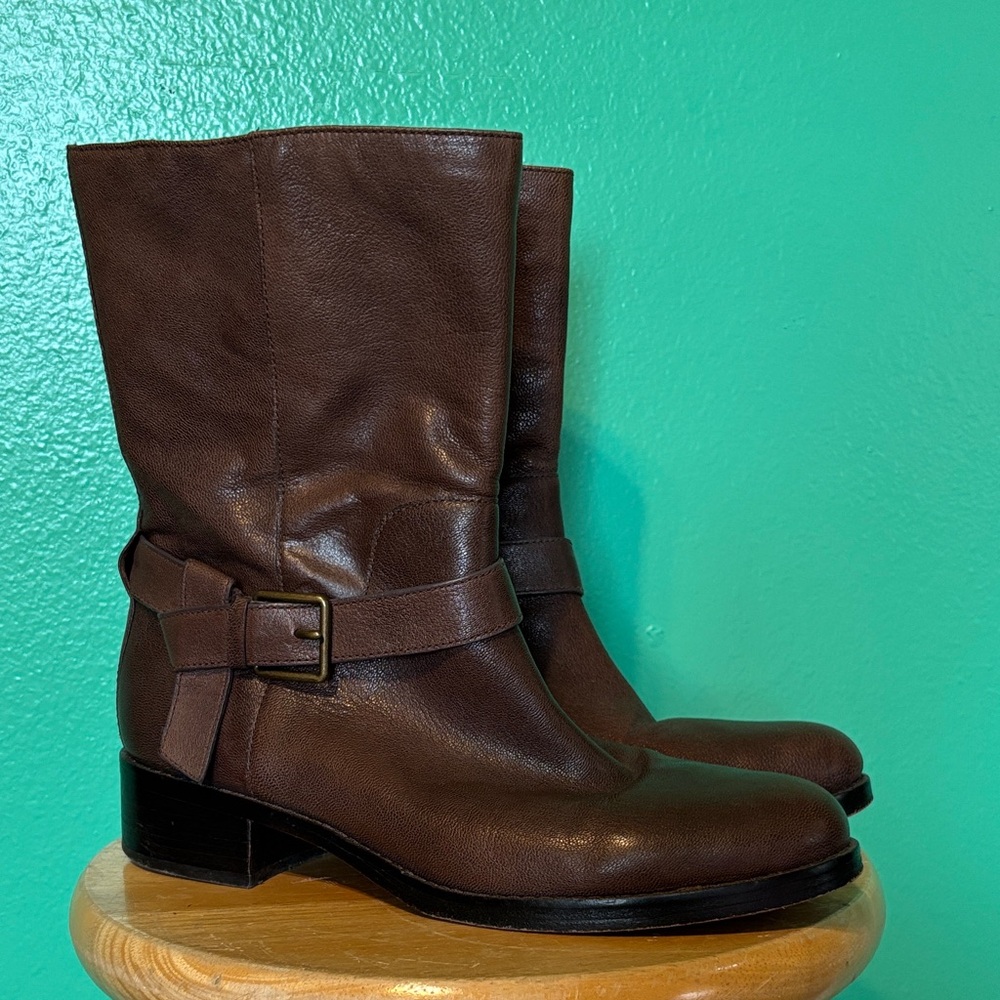 Casual Brown Leather Combat Boots